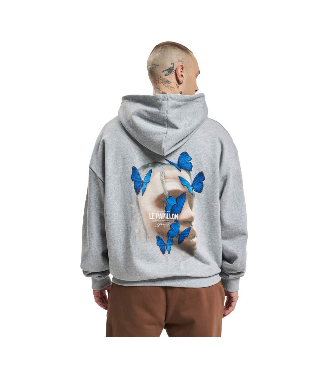 Sweat À Capuche Le Papillon Homme Gris Mister Tee-2