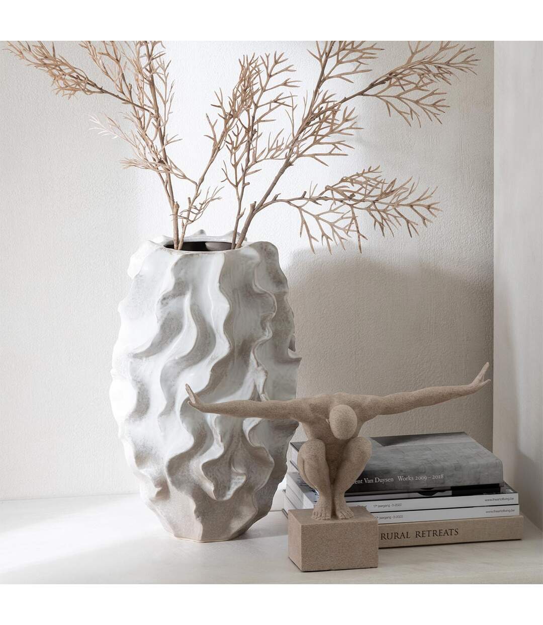 Vase Abstrait Vagues Dewayne 48cm Beige-3