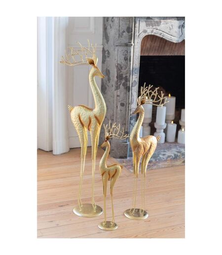 Statue Renne en Métal Valentin 71cm Or