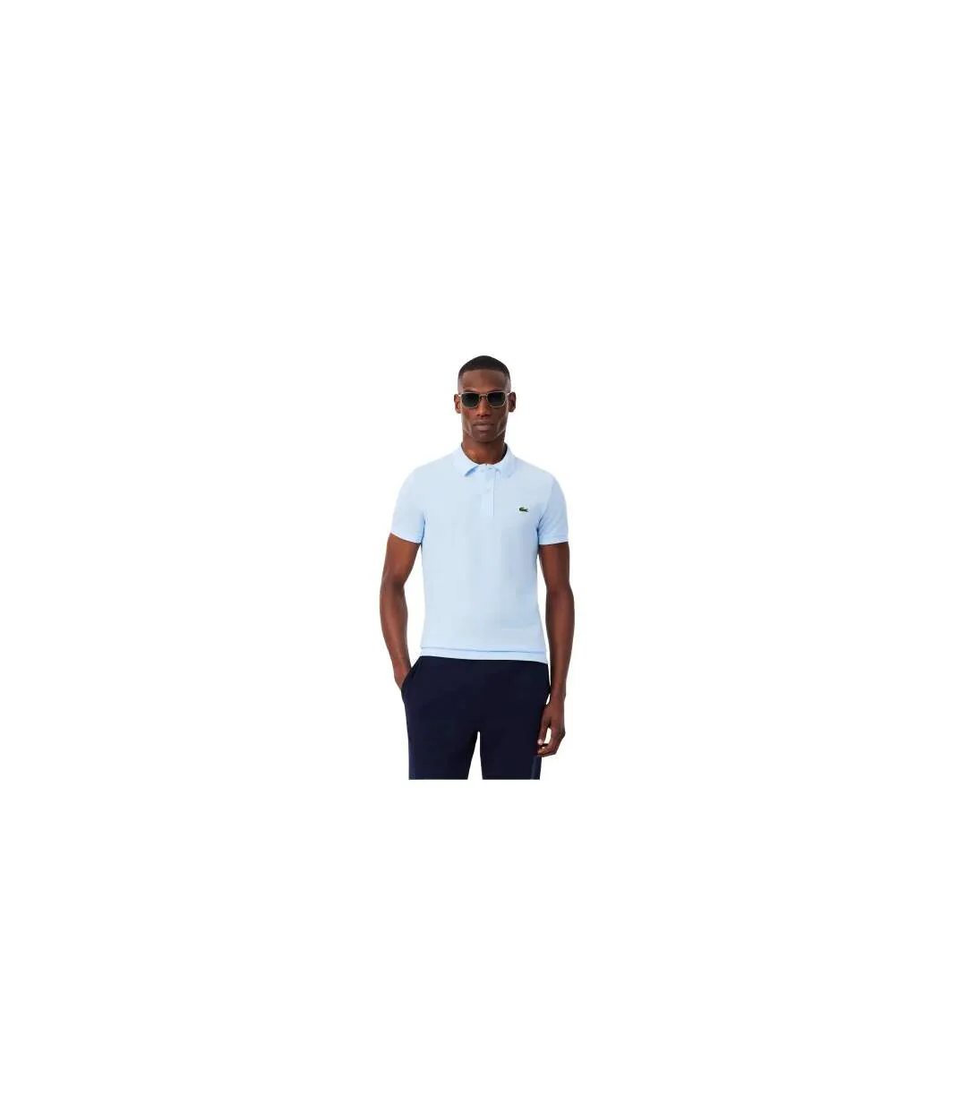 Mens Pima Cotton Short-sleeved Polo Shirt Blue Lacoste-1