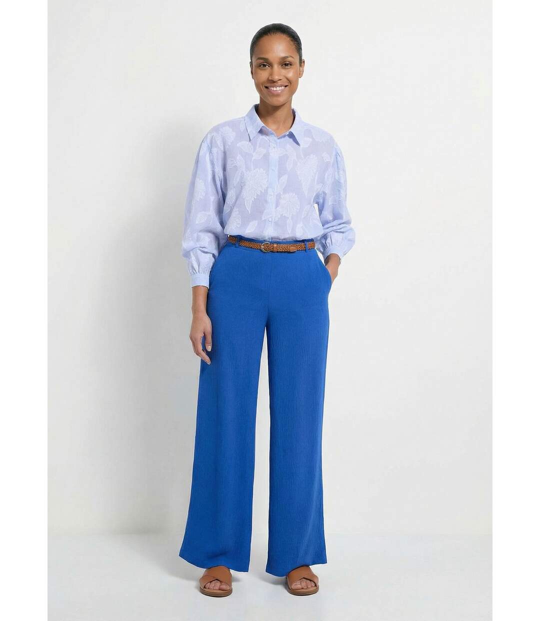 Chemisier long coton rayures et jacquard-3