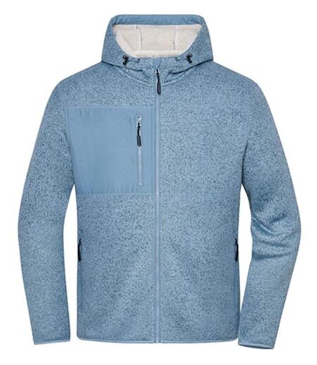 Polaire tricot doublée sherpa - Unisexe - JN1874 - bleu acier mélange nature