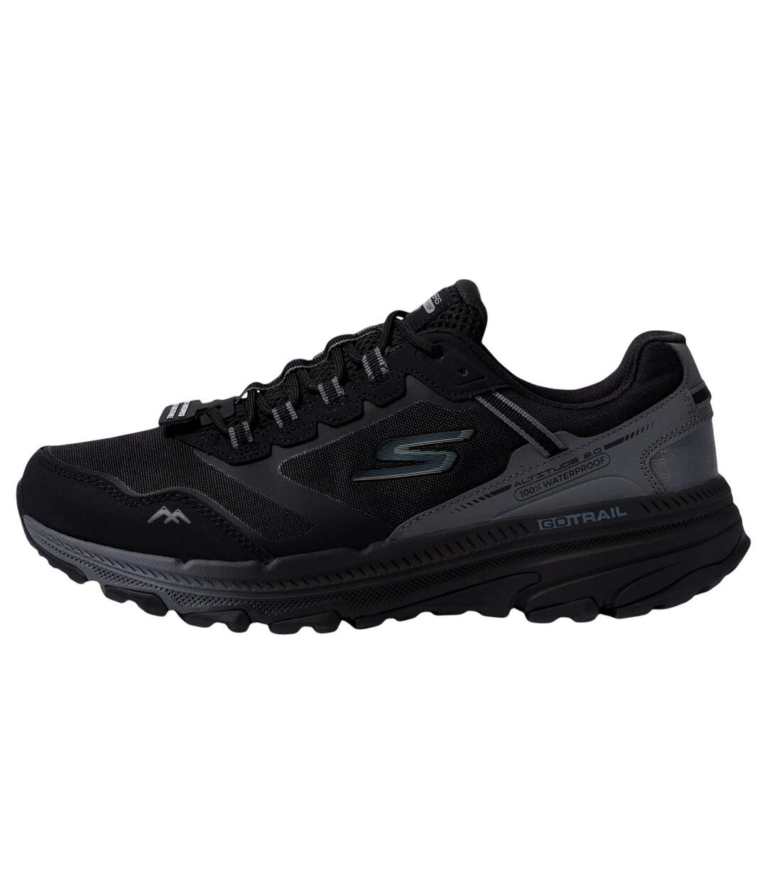 Womens/ladies Go Run Trail Altitude 2.0 Pine Ridge Leather Trainers Black Charcoal Skechers-3