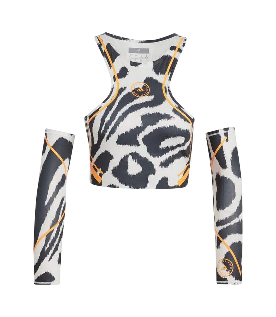 Womens/ladies Stella Mccartney Zebra Print Crop Top Grey Zebra Adidas-2