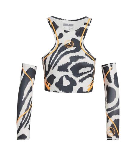 Womens/ladies Stella Mccartney Zebra Print Crop Top Grey Zebra Adidas