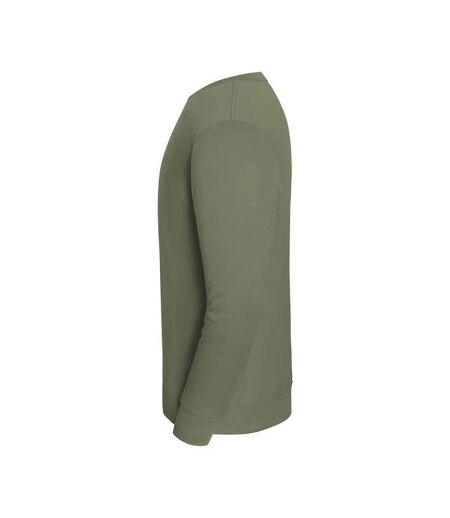 Sweat Uni Col Ars-du-cou Iconic Premium Homme Vert Kaki Fruit Of The Loom