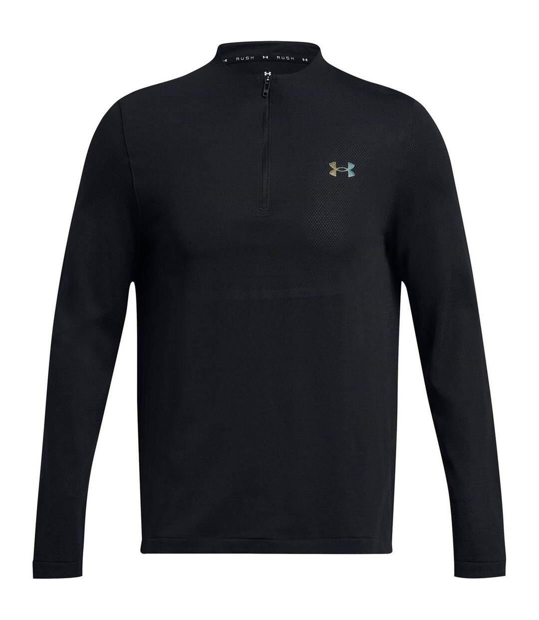 Mens Rush Long-sleeved Technical Top Black Under Armour-1