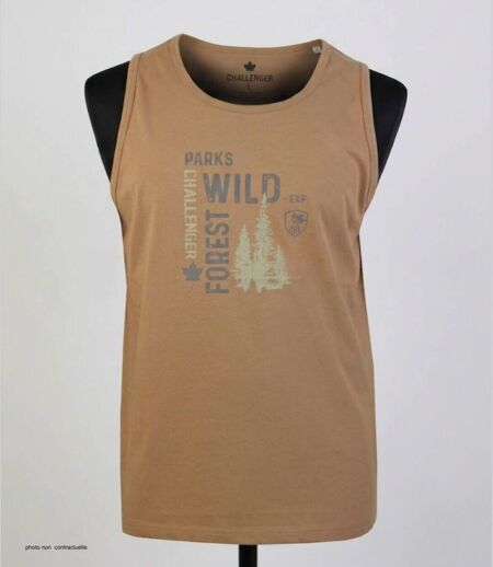 Débardeur homme Challenger SIG1 camel marron imprimé — Confort pur coton jersey