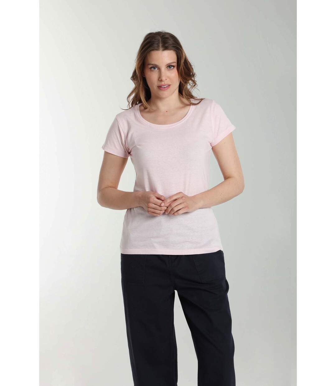 Tee shirt col rond manches courtes femme Marine Pot Pourri(Rose) | Gerard Pasquier-1