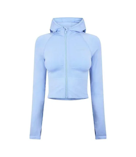 Womens/ladies Long-sleeved Full Zip Hoodie Brunnera Blue USA Pro