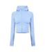 Womens/ladies Long-sleeved Full Zip Hoodie Brunnera Blue USA Pro-2
