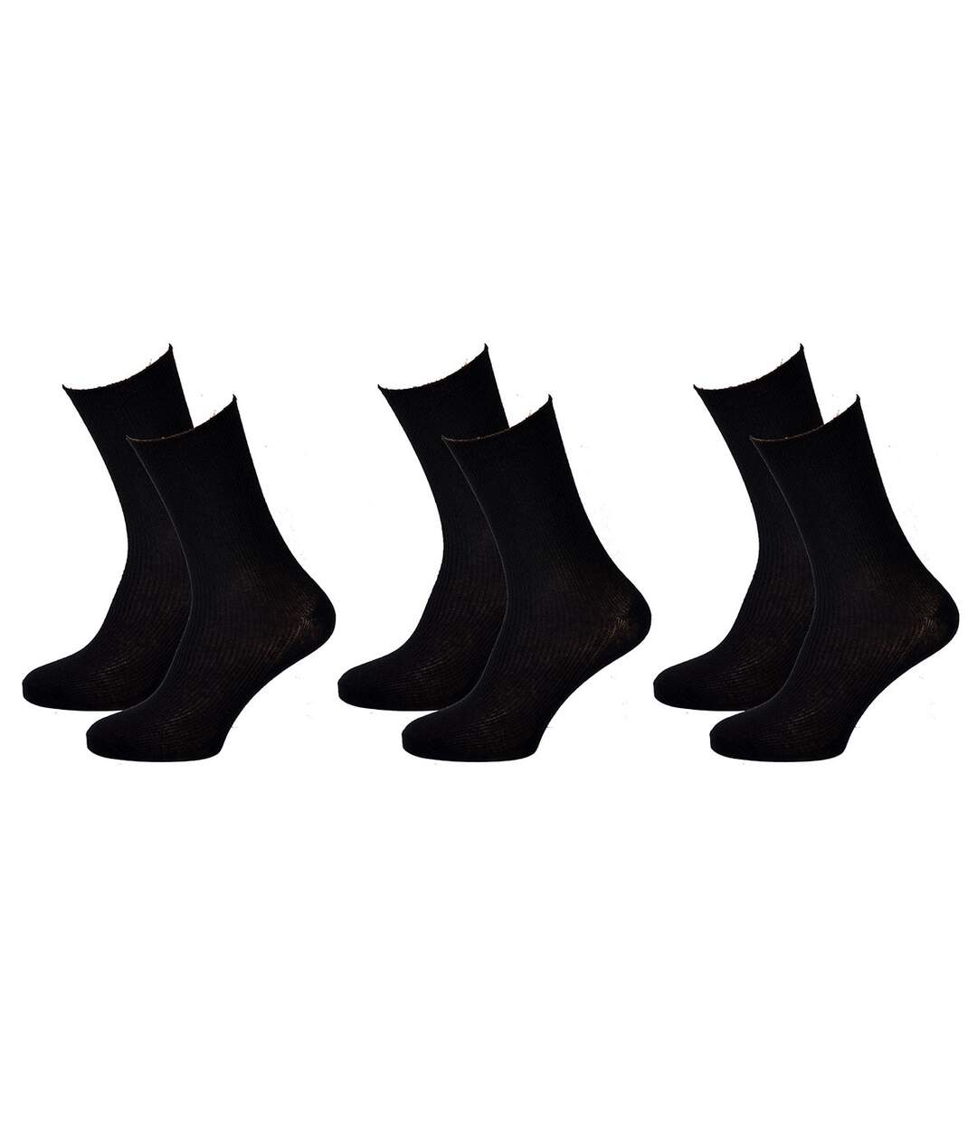 Chaussettes sans élastique femme Spécial Jambes sensibles Pack de 6 Paires Noires 0214-3