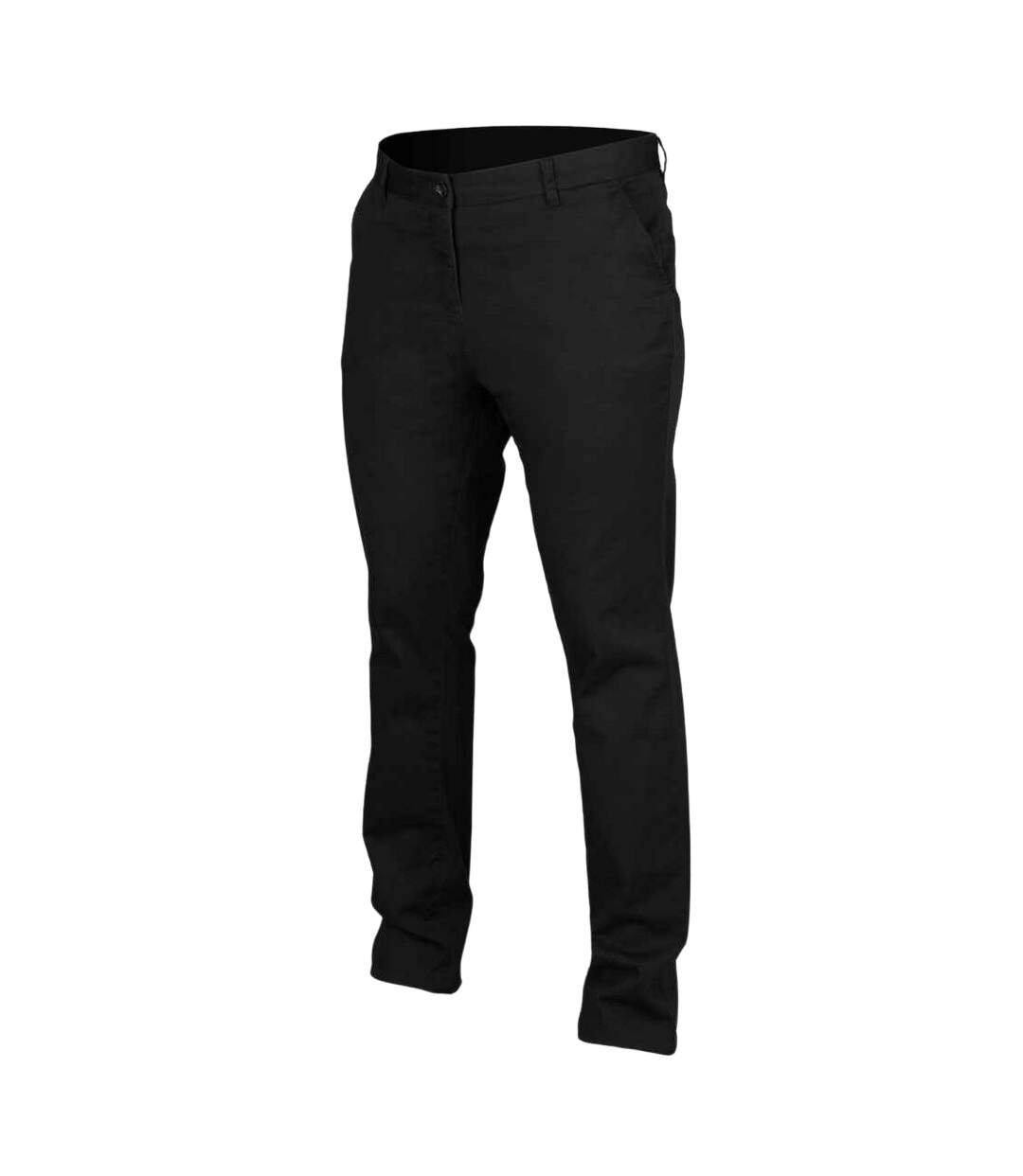 Womens/ladies Stretch Chinos Black Front Row-4