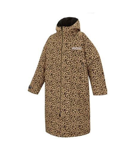 Unisex Adult Leopard Print Waterproof Reversible Changing Robe Multicoloured Regatta