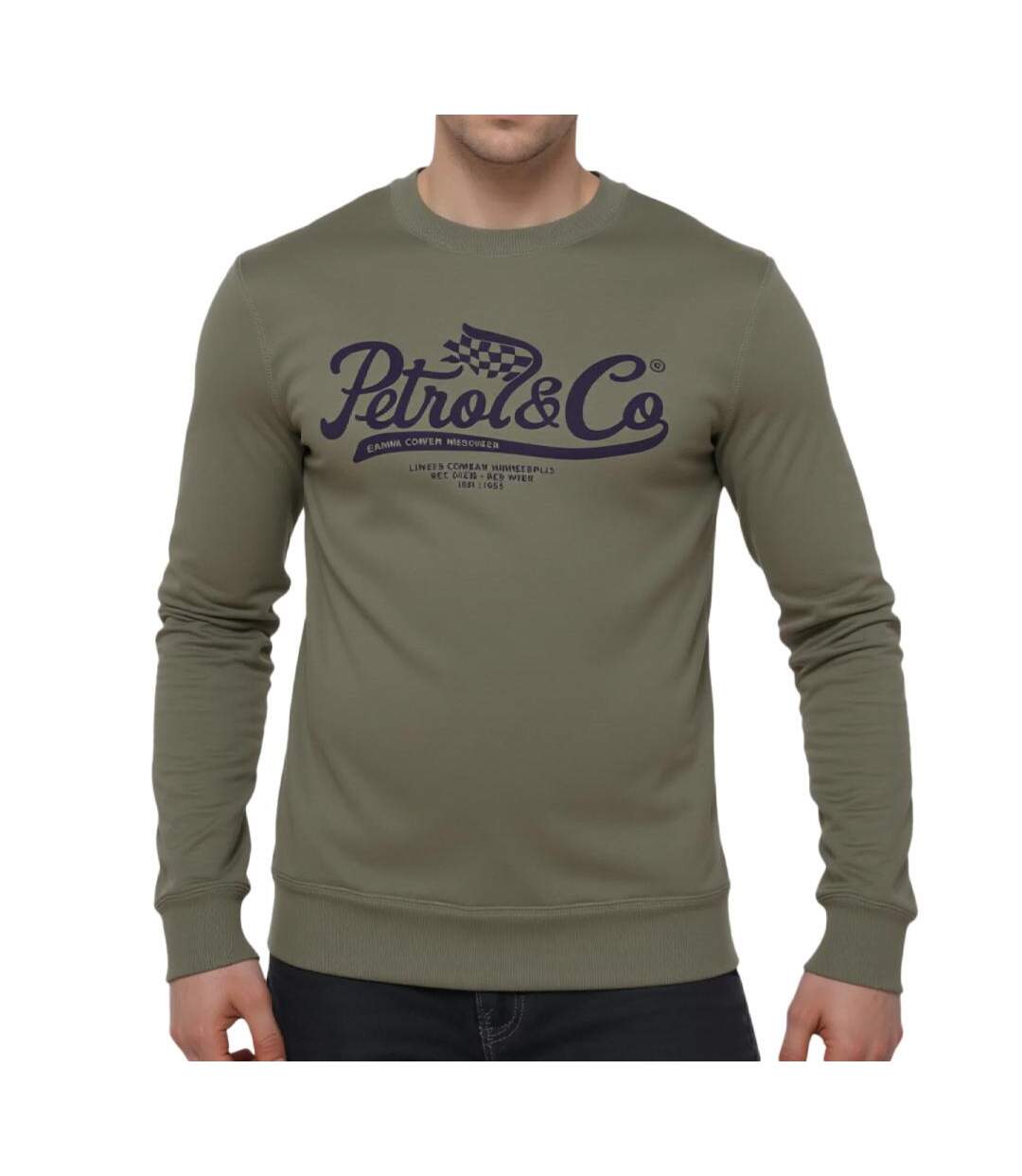 Sweat kaki homme petrol industries neck-1