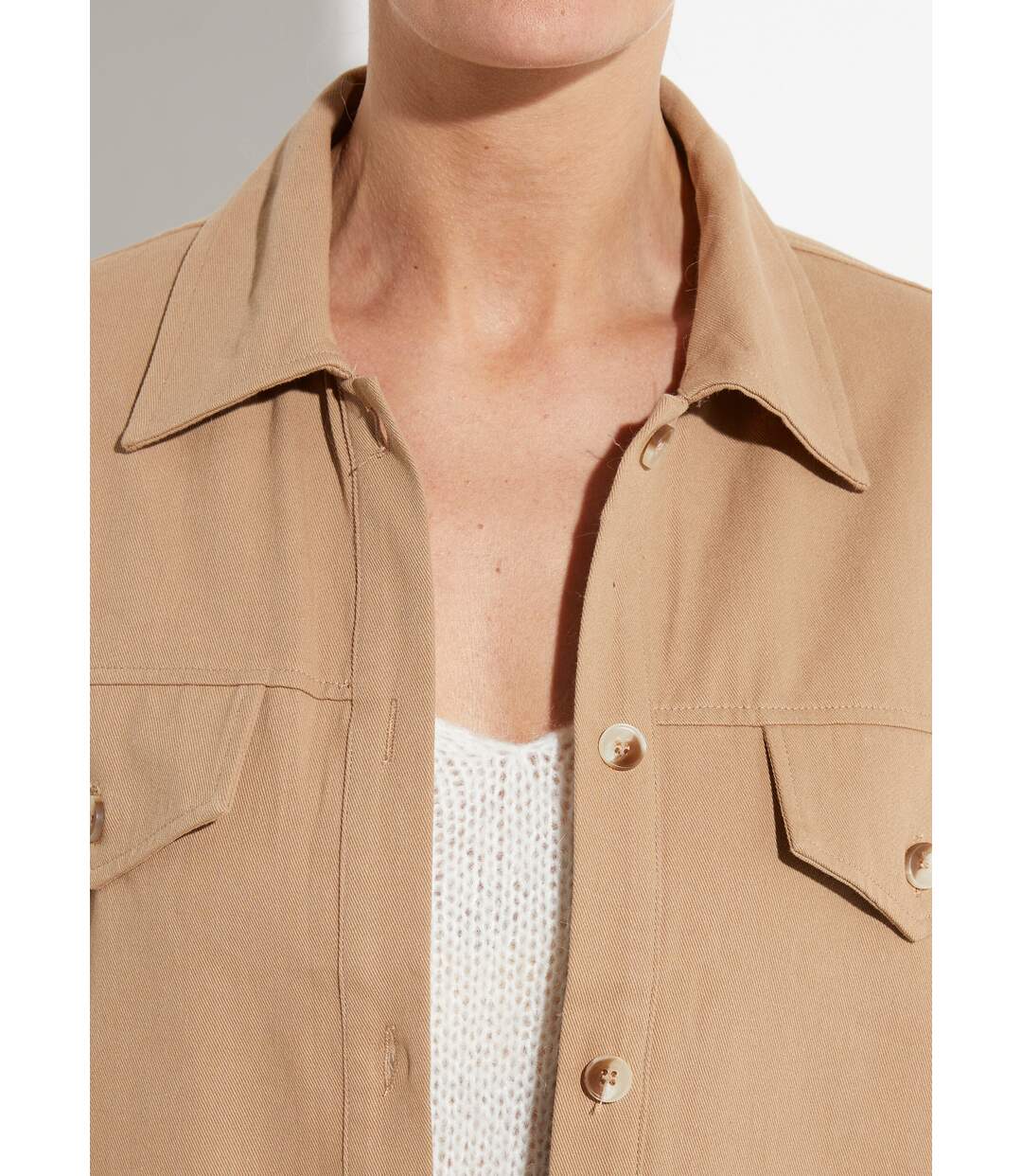 Veste courte en denim, détails ajourés-4