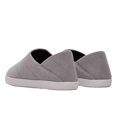 Womens/ladies Quilted Flat Slippers Grey Toms