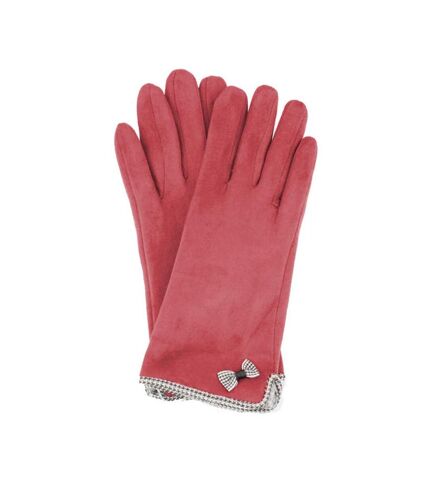 Womens/ladies gaby faux suede touch screen gloves one size cranberry Eastern Counties Leather