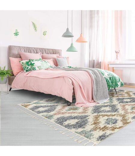 Tapis salon et chambre tissé motif géométrique PASTEL A