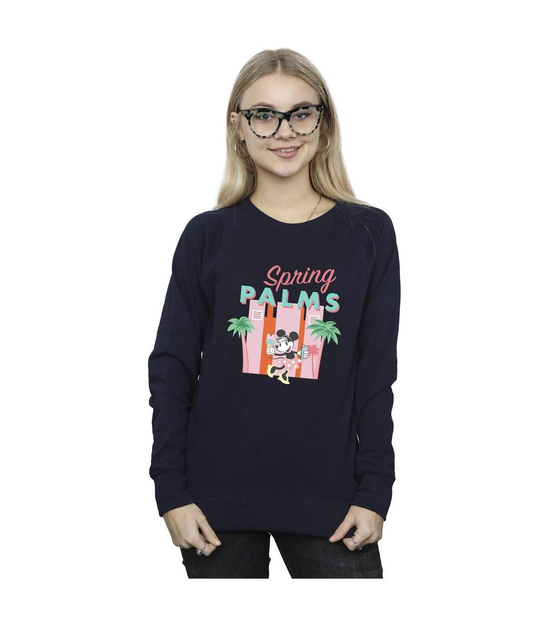 Disney Sweatshirt Femmes/Dames Minnie Mouse Spring Palms (Bleu marine) - UTBI28702-2