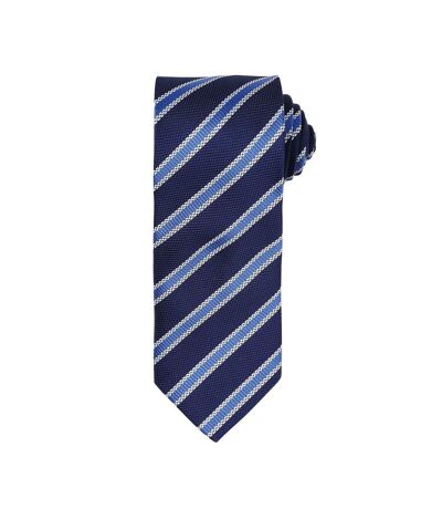 Premier - Cravate rayée et gaufrée - Homme (Lot de 2) (Bleu marine/Bleu roi) (Taille unique) - UTRW6950