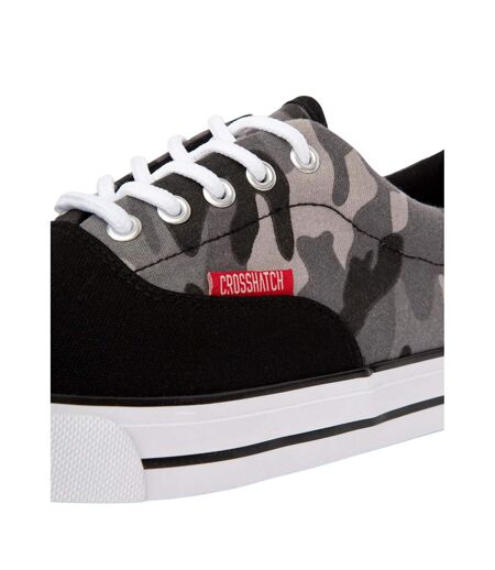 Mens Skywalk Camo Canvas Trainers Black Crosshatch