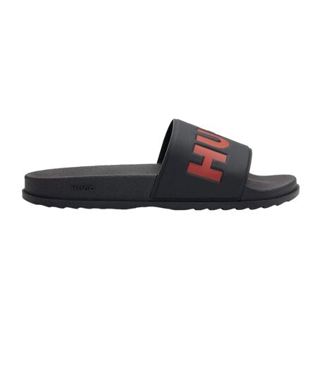 Mens Open Toe Flat Slides Black Hugo