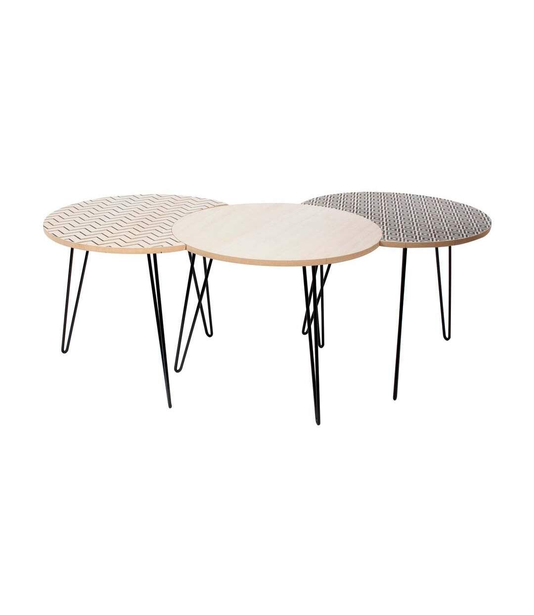 Table gigogne pieds fils (Lot de 3) Beige et blanc-1