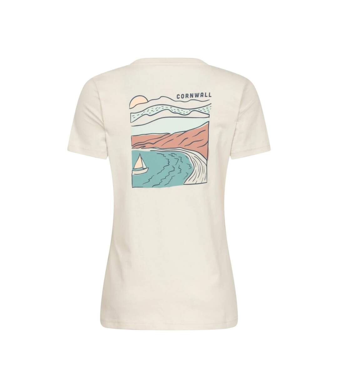 T-shirt Léger Manches Courtes Motif Voilier Cornwall Pour Femme Beige Mountain Warehouse-2
