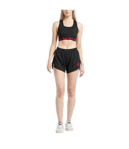 Womens/ladies Inky Running Shorts Black Red Run