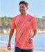 Pack of 3 Men's Sporty T-Shirts - Blue White Coral 