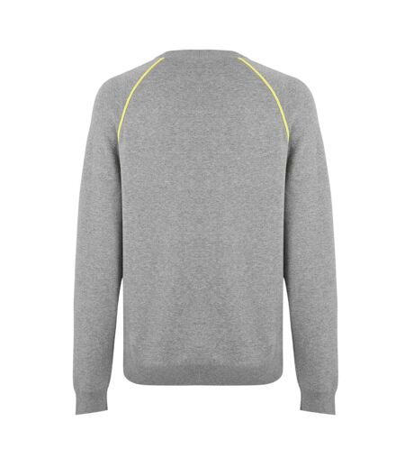 Mens Knitted Raglan Sweater Top Bright Yellow Boss
