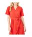 Robe Portefeuille Manches Volantées Femme Rouge Mela London-4