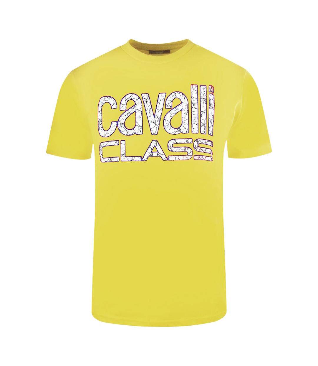 T-shirt Motif Floral Homme Jaune Cavalli Class-1