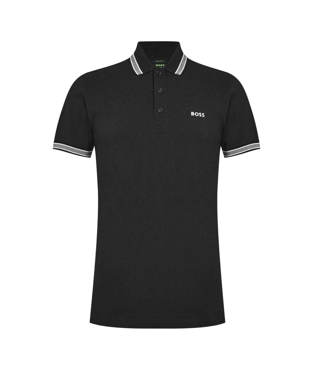 Polo Motif/style Rayure Contrastée Sur Bord Paddy Homme Noir Blanc Boss-1