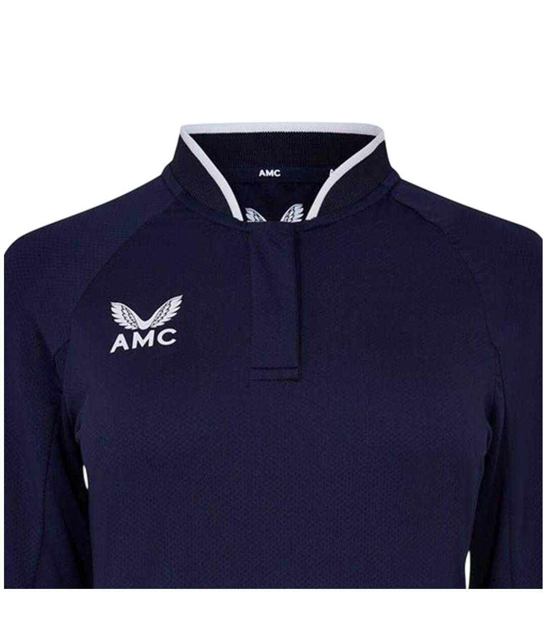 Polo Manches Longues Raglan Femme Bleu Marine Blanc Castore-3
