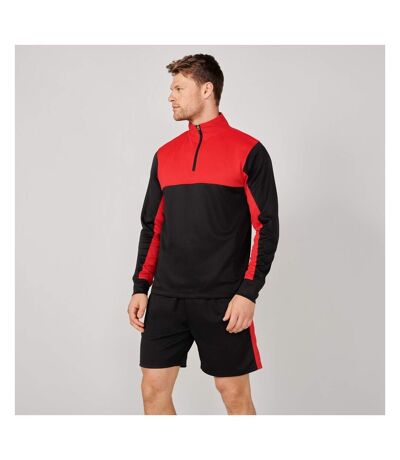Mens Quarter Zip Track Top Black Red Finden & Hales