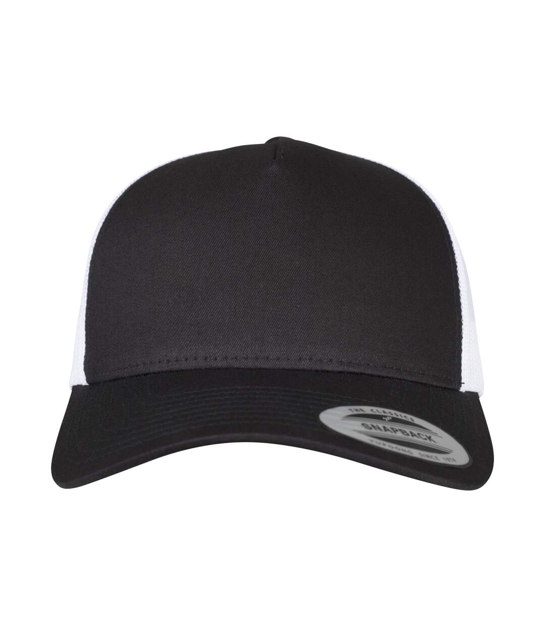 Unisex Adult Two Tone 5 Panel Trucker Cap Black White Flexfit-4