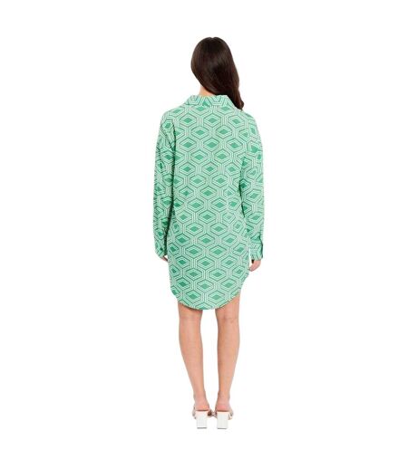 Robe Manches Longues Motif/style Géométrique Femme Vert Influence