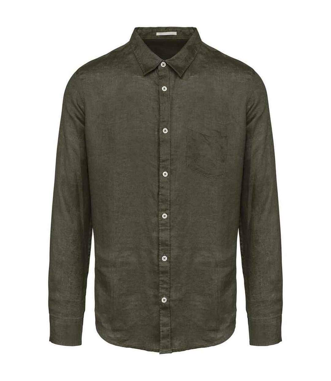Mens linen long-sleeved shirt organic khaki Spasso-1
