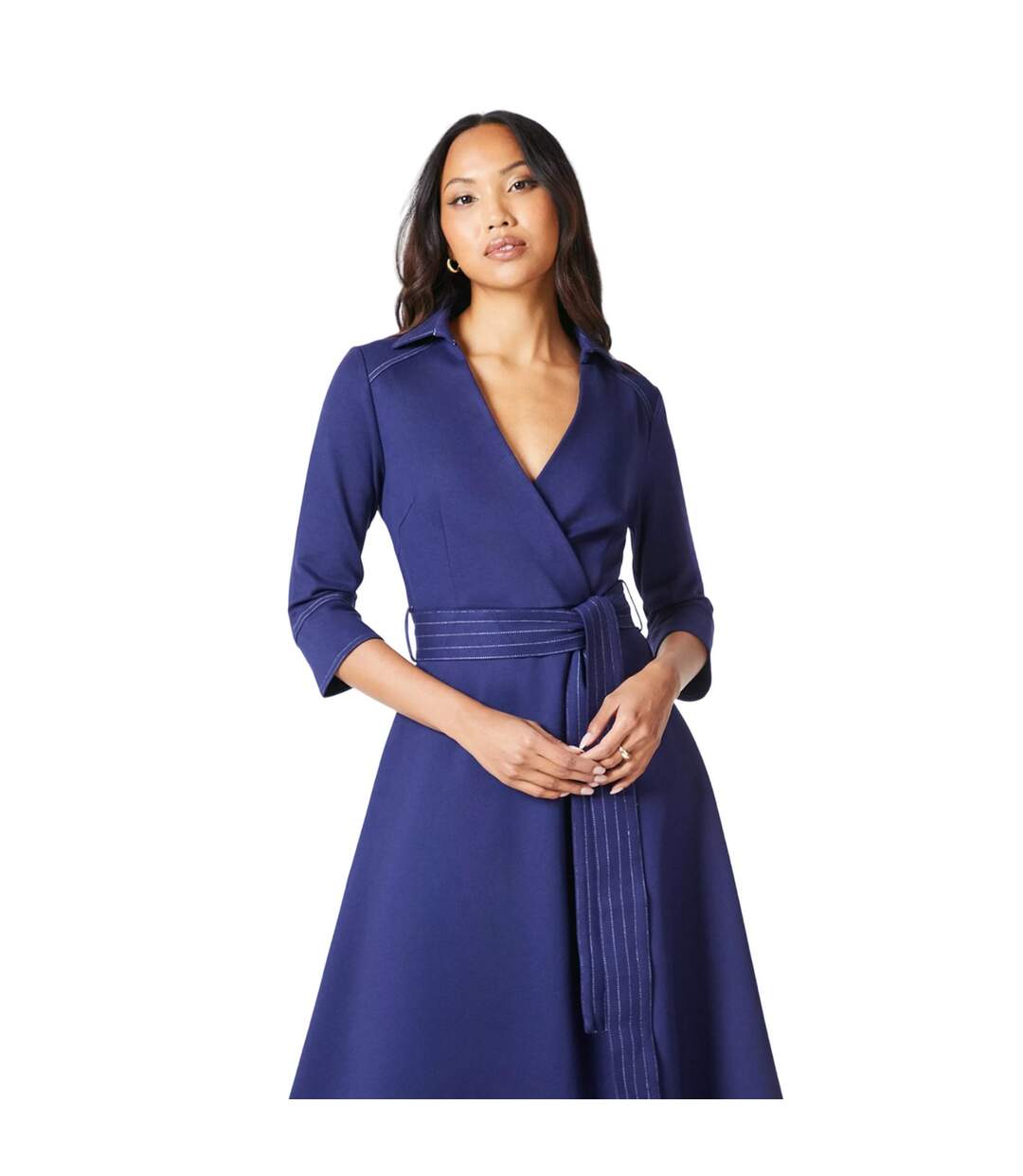 Robe mi-longue femme bleu marine Principles-3