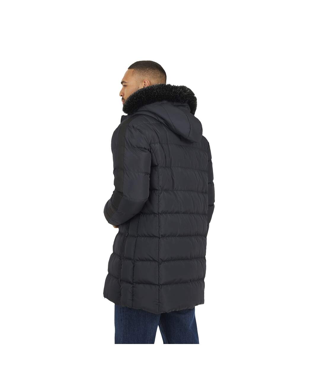 Doudoune Matelassée Motif/style À Capuche Homme Noir Brave Soul-3