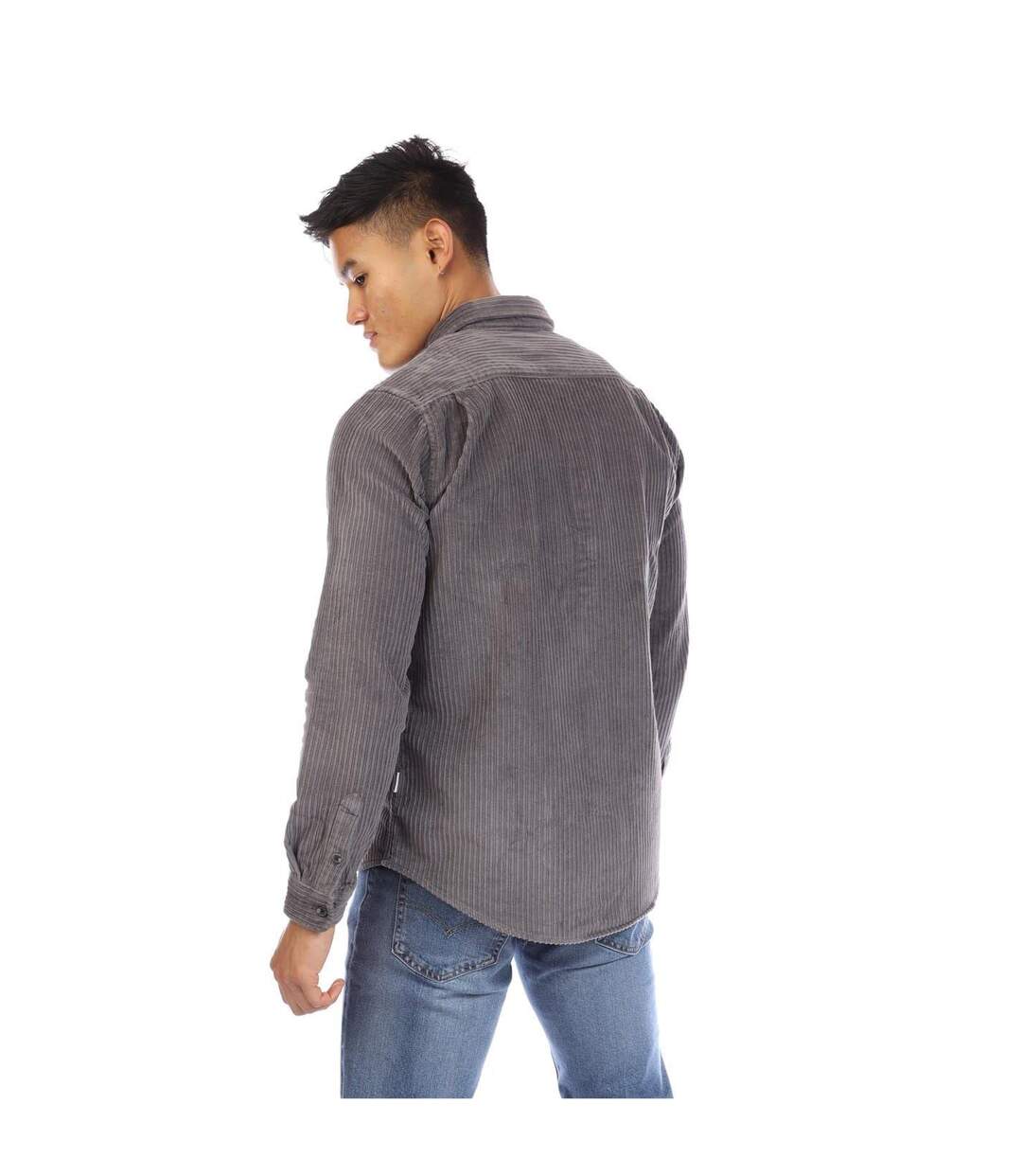 Mens Elmore Corduroy Shirt Grey Peter Werth-3