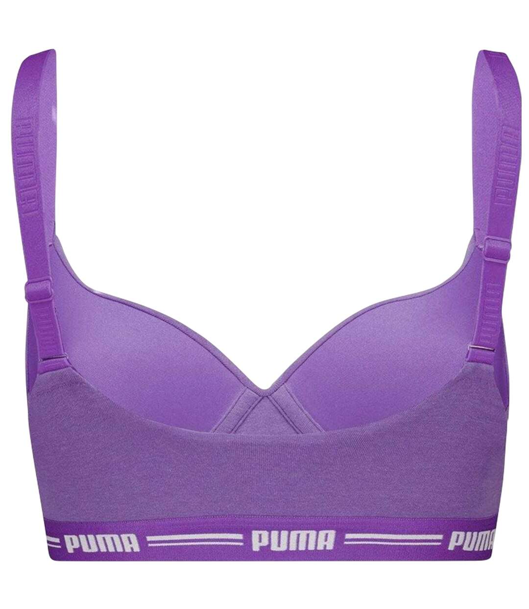 Womens/ladies Logo Low Impact Sports Bra Purple Puma-3