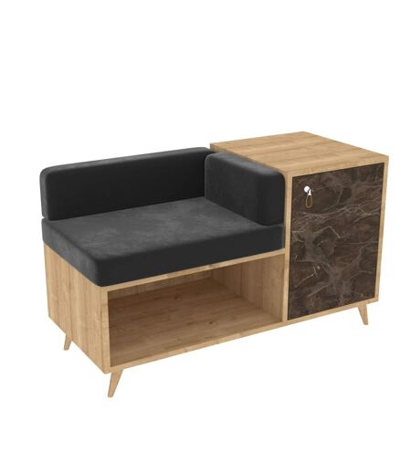 Banc d'entrée design marbré Anzer - L. 100 x H. 60 cm - Marron noix