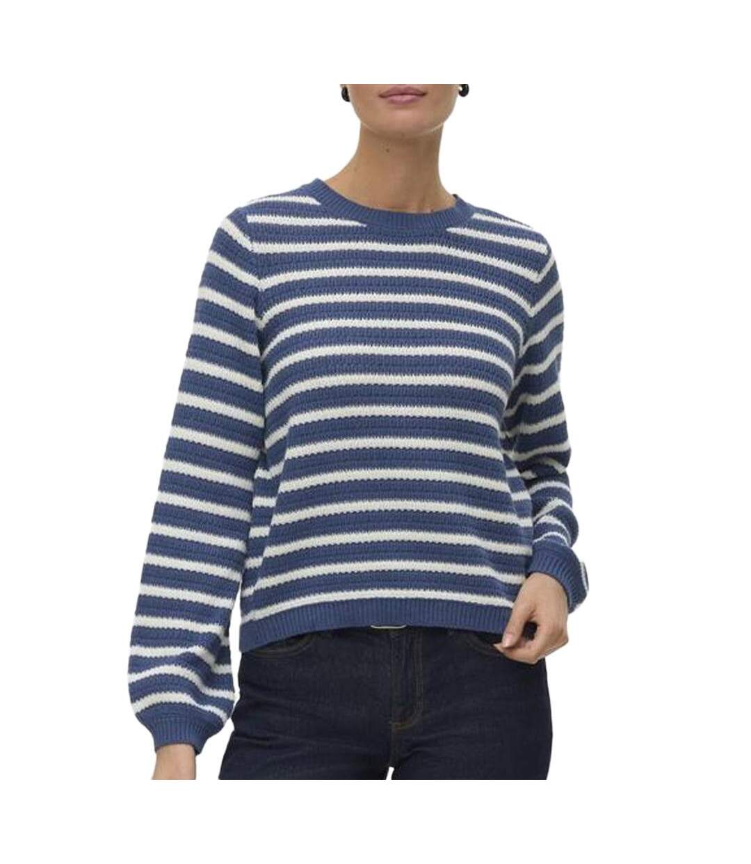Pull bleu/blanc femme vero moda gorgeous-1