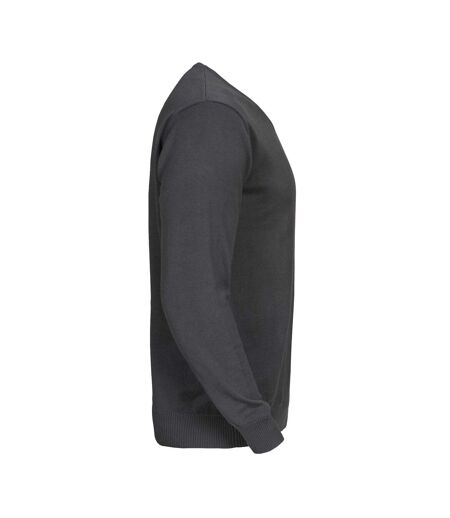 Mens Forehand Knitted V Neck Sweatshirt Steel Grey Printer
