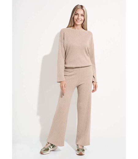 Pantalon confort, maille cotes plates