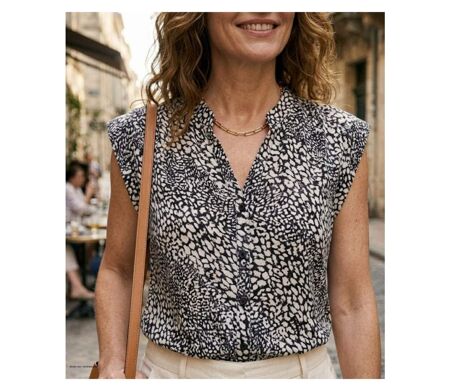 Chemisier sans manches MAYFLOWER N1132A : le top en viscose fluide pour un été frais et élégant
