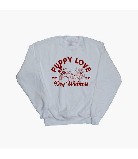 Disney Sweatshirt Mickey Mouse Puppy Love Femme/Ladies (Blanc) - UTBI28340